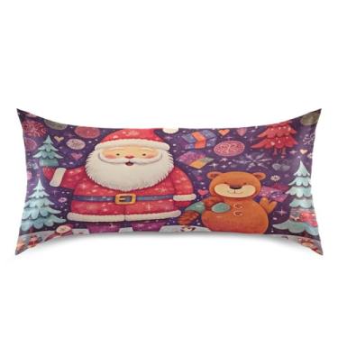 Imagem de Wassud Fronha de cetim para cabelo e pele Happy Christmas fronhas de seda macia king size respiráveis com fecho de envelope