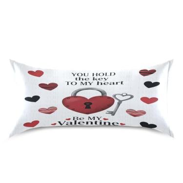 Imagem de Wassud Fronha de cetim de dia dos namorados Heart Lock para cabelo e pele fronhas de seda lisa king size respiráveis com fecho de envelope