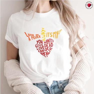 Imagem de Camiseta Banda de Rock Bon Jovi As Clássicas, Branco, G2