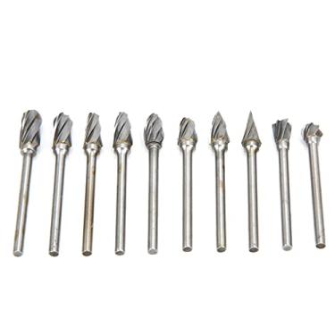 Imagem de Hyuduo 10 Peças de Rebarbas Rotativas de Aço de Tungstênio Cortador de Moagem de Flauta única Com Boa Remoção de Cavacos para Processamento Mecânico Processamento de Moldes Escultura