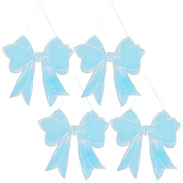 Imagem de ZJRDYYK Decoração de parede com laço, placa de madeira para pendurar na porta para casa, quarto, sala de estar, berçário, quartos de meninas adolescentes (azul)