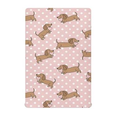 Imagem de SEHANY Lençol de berço de cachorro fofo para meninos e meninas, macio, respirável, elástico, lençol com elástico padrão para bebês de 71 x 132 cm