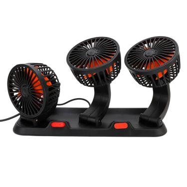 Imagem de Ventilador Triplo USB Carro Escritorio Silencioso 2 Velocidades Auotomotivo Mesa Escrivaninha Verao Calor Sol