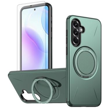 Imagem de Asuwish Capa de celular para Samsung Galaxy A56 5G capa magnética com protetor de tela de vidro temperado e silicone protetor à prova de choque híbrido suporte anel rígido A 56 56A LTE mulheres homens