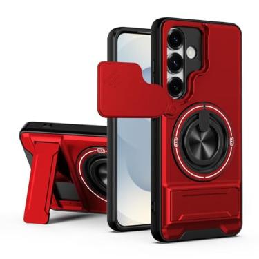 Imagem de SORAKA Capa para Samsung Galaxy S25 com suporte,proteção de lente com janela e capa dupla de PC e TPU compatível com suporte magnético para carro