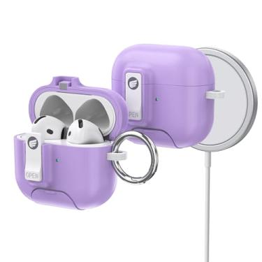 Imagem de ORICO Capa para AirPods 4, capa de silicone macio à prova de choque com chaveiro, carregamento sem fio compatível com Apple AirPods 4ª geração-CP34-PU