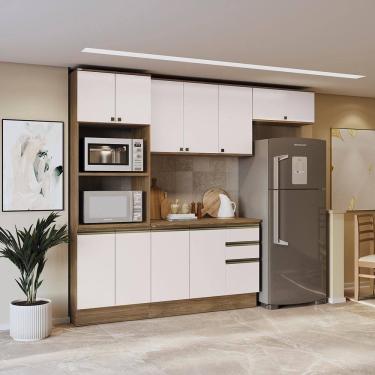 Imagem de Armário De Cozinha Completa 100% Mdf 270cm Nogueira/branco Celeste Kappesberg