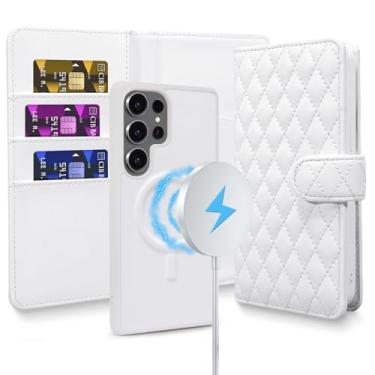 Imagem de Harryshell Capa carteira ultra destacável para Samsung Galaxy S25, capa magnética compatível com Magsafe com bloqueio de RFID, compartimentos para cartões, suporte, capa protetora de couro PU para