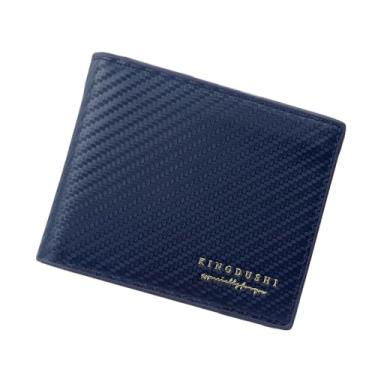 Imagem de Carteira masculina dobrável de fibra de carbono com compartimentos para cartões e bolso para moedas, Azul, Cidade