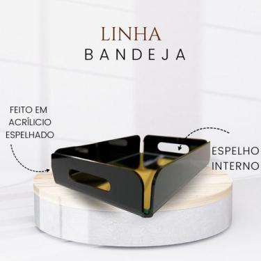 Imagem de Bandeja Decorativa Acrílico Espelhado Retangular Preto - Reduna
