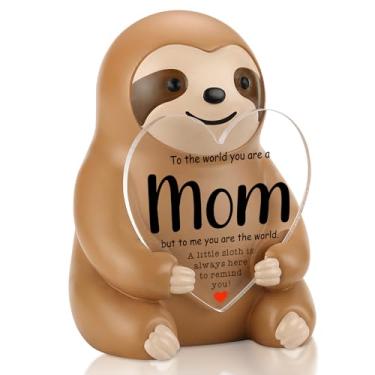 Imagem de Presente de mãe preguiça para mulheres, estatueta inspiradora de resina dizendo que você é o mundo para mim, presente de agradecimento da filha e filho para aniversário do dia das mães, decoração de