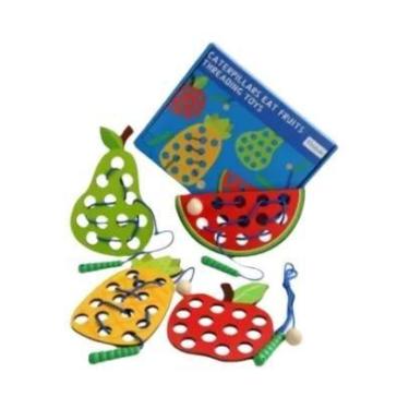 Imagem de Brinquedo Educativo De Enfiar Frutas Em Madeira Para Crianças, Conjunt