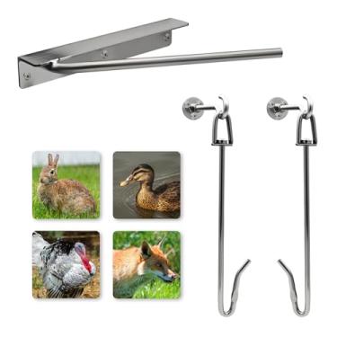 Imagem de Pyswex Conjunto de ferramentas de despacho de coelho e pequeno jogo – Hopper Popper, deslocador cervical humano + suporte suspenso para processamento de carne sem esforço