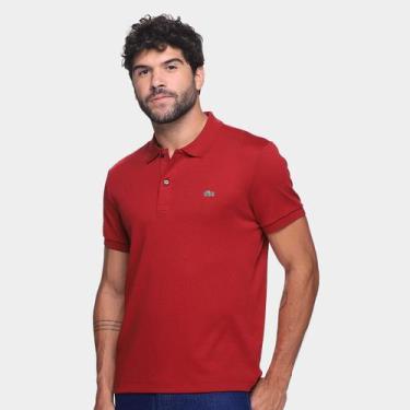Imagem de Camisa Polo Lacoste Regular Fit Algodão Leve Masculina, Bordô, P