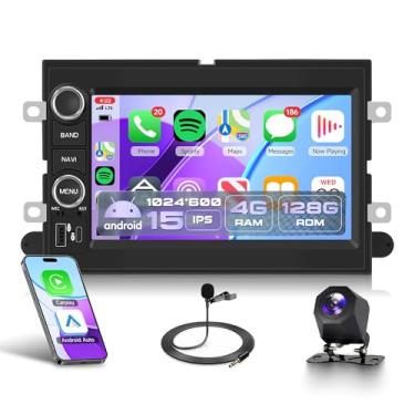 Imagem de Rimoody Rádio automotivo 4 núcleos 4G + 128 G Android para Ford F150/F250/F350 E250 E350 2004-2014, estéreo para carro com Carplay Android Navegação GPS automática Touchscreen, espelho, Bluetooth, FM