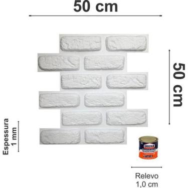 Imagem de Placas Revestimento 3D Parede Tijolinho 50x50cm Branca