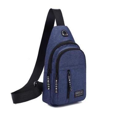 Imagem de Bolsa Mochila Masculina De Peito Tiracolo Pochete Bolsa Impermeável Transversal Cor:azul