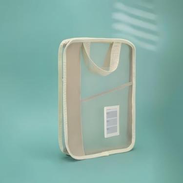 Imagem de Bolsa Transparente para Documentos A4 com Alça, Pasta Organizadora Escolar e Escritório, Material Resistente, Fácil de Transportar, Ideal para Provas e Arquivos (Cqui)