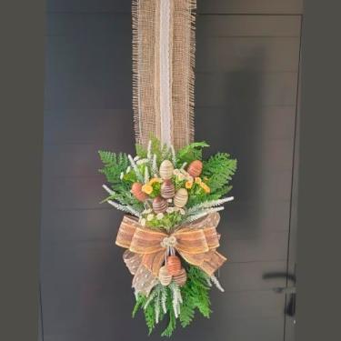 Imagem de Escapulário Enfeite Pascoa Para Porta Arranjo Ovos Laço 2m