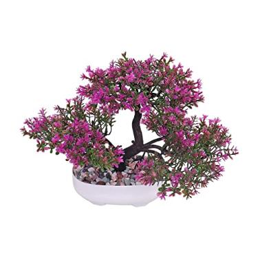 Imagem de Plantas artificiais, bonsai, pequeno vaso de árvore simulado com plantas de pedra, flores falsas, mesa de escritório, ornamentos em vasos, decoração de jardim para casa, bonsai, pinheiro