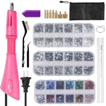 Imagem de Maxmartt Ferramenta aplicadora Hotfix, conjunto de strass DIY Hot Fix, varinha de strass de aquecimento rápido, ferramentas de enfeite de aplicador DIY, para configuração de strass e contas (rosa)