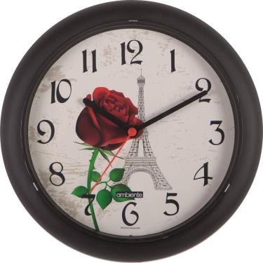 Imagem de Relógio Parede Ambiente Ref: 198300-034 Preto Torre Eiffel
