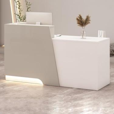 Imagem de Mesa de recepção, balcão de recepção, mesa de recepção de salão, mesa de recepção em pé, recepção pequena, balcão de loja, mesa de recepção em forma de L, caixa e balcão de recepção com balcão