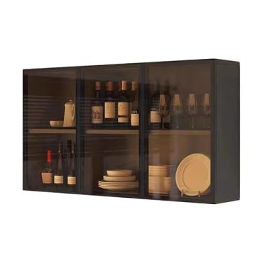 Imagem de Armário de cozinha multicamadas independente com portas de vidro – Armário de parede versátil e organizador de armazenamento de banheiro para sala de jantar, lavanderia e soluções de despensa