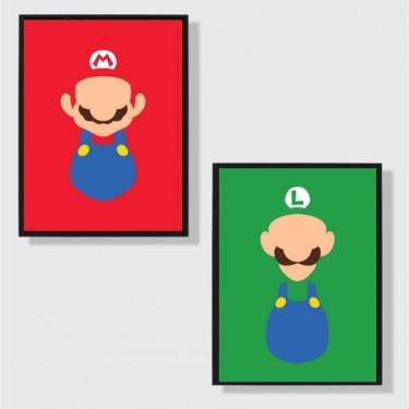 Imagem de Kit 2 Quadros Os Clássicos Do Vídeo Game 33X24Cm - Com Vidro