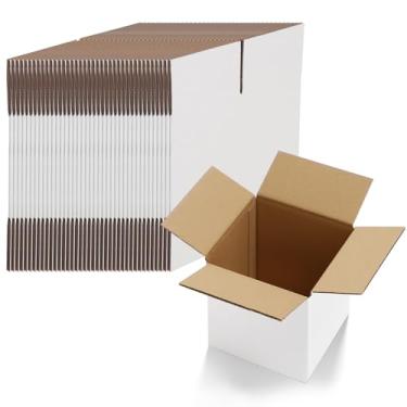 Imagem de HORLIMER Pacote com 40 caixas de envio 15 x 15 x 15 cm, caixa de papelão ondulado branca para correspondência, embalagem, pequenas empresas