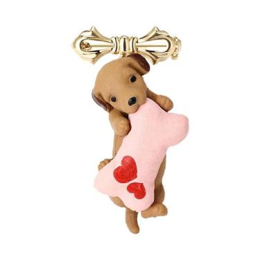 Imagem de Broche De Esmalte Unissex Com Strass De Cachorro, Joia De Lapela Para 