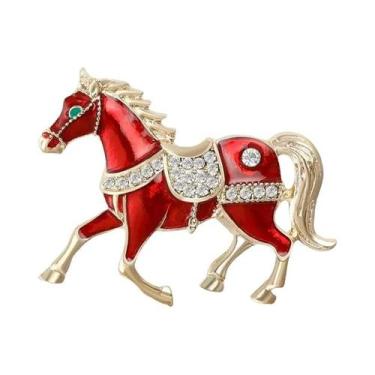 Imagem de Broches Esmaltados Vintage Estilo Corte Cavalo De Guerra Galopante Par