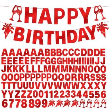 Imagem de Kit de Banner MFLUEEWR 129 Peças Glitter Feliz Aniversário Casamento