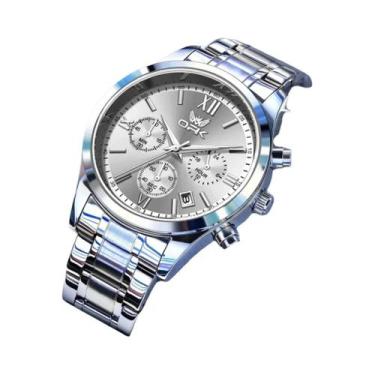 Imagem de Relógio Automático Masculino Com Data, Pulseira De Aço Inoxidável OPK 