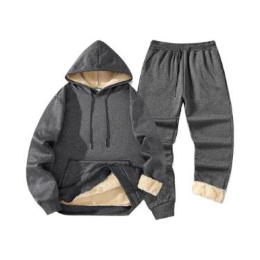 Imagem de Conjunto De Moletom Masculino De Inverno Com Capuz E Calça Jogger, Aco