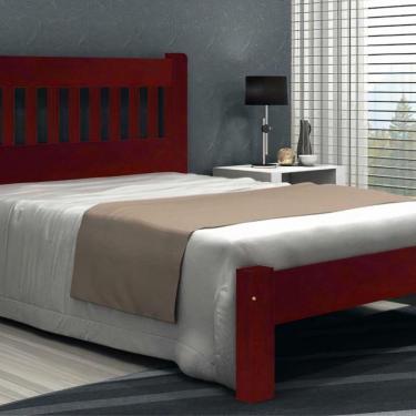Imagem de Cama Queen Size Lisboa de Madeira Maciça Angelim Mogno