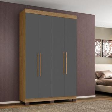 Imagem de Guarda-Roupa Bélgica 4 portas 2 gavetas Amêndoa Grafite - Milani Movel