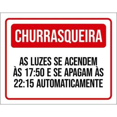 Imagem de Kit 5 Placas Sinalização - Churrasqueira Luzes Acendem - Sinalizo