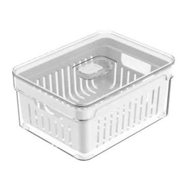 Imagem de Organizador de Acrílico C/Tampa e Cesto de Plástico para Geladeira Clear Fresh 2,2 Litros OU