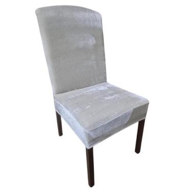 Imagem de Kit 6 Capas de Cadeira Veludo Malha Smooth Cor:AreiaDesenho do tecido: