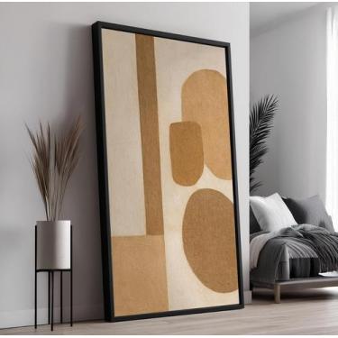 Imagem de Quadro com Moldura e Acrilico Cristal Vidro Abstrato Marrom  para Sala