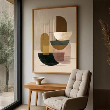 Imagem de Quadro com Moldura e Acrilico Cristal Vidro Geometria Elegante para Sa