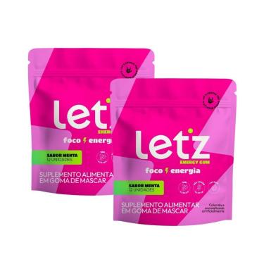 Imagem de Kit 2x Chicletes Energéticos Letz Gum, Pré treino com Cafeína e Taurina-Unissex