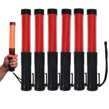 Imagem de Bastao Sinalizador Kit 6 Uni Baliza Apito Lanterna Evento Transito Estacionamento Guarda Manobrista Obra Recarregavel