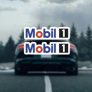 Imagem de Adesivo Vinílico Mobil 1 Racing Preto E Branco Autoadesivo Para Carros