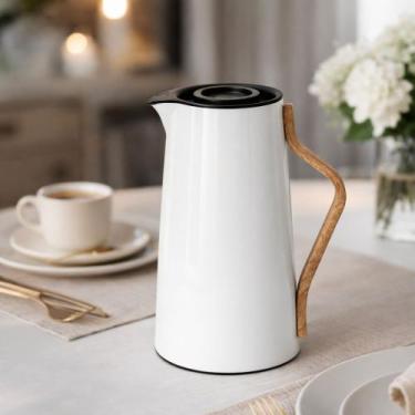 Imagem de Garrafa Térmica 1L Hermético Café Chá Branca Design Nórdico - Lehavi