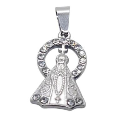 Imagem de Pingente aço inox nossa senhora aparecida cravejado - ASA