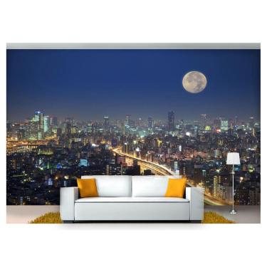 Imagem de Papel De Parede Cidade Prédios Noite Lua 3D Ncd178