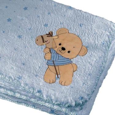 Imagem de Cobertor para Bebê de Microfibra 90cm x 1,10m Baby Joy, Urso Basebol P