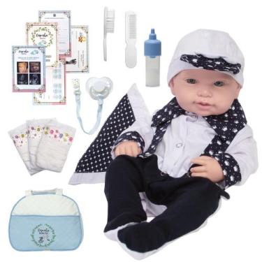 Imagem de Bebê Reborn De Silicone Masculino Olhos Azuis Recém Nascido - Cegonha 